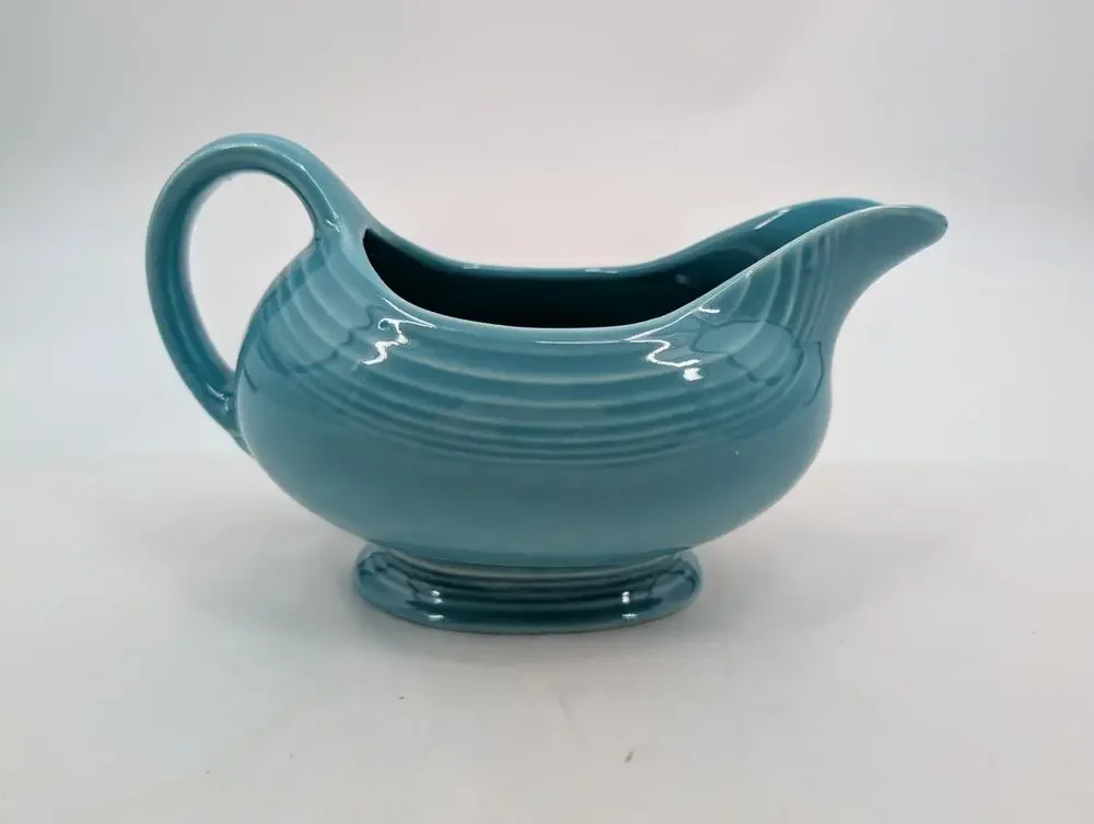 Vintage Fiesta Fiestaware Made USA Turquoise Gravy Boat Timeless Family Dinner